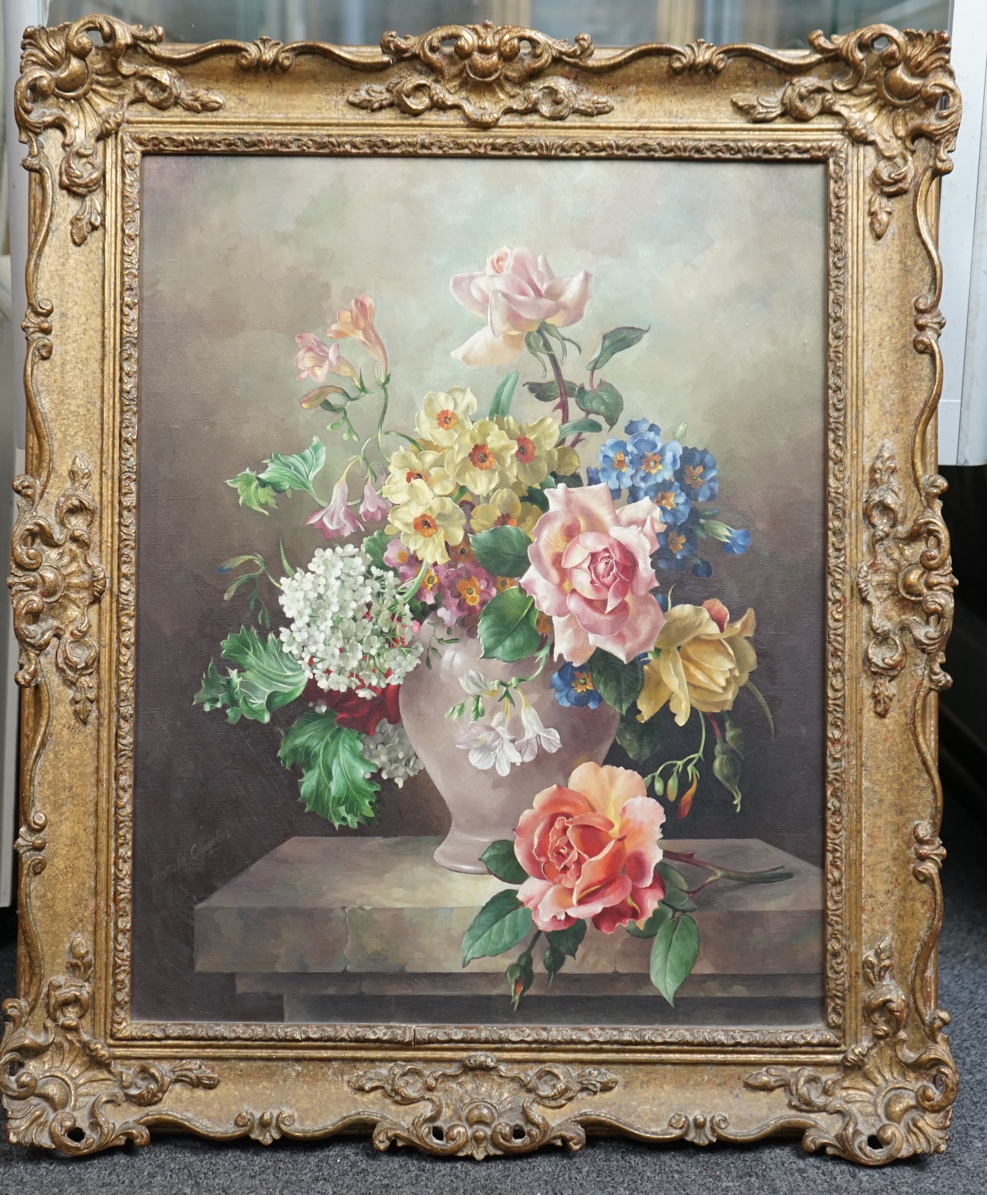 Harold Clayton (British, 1896-1979), 'Flowers in a vase', oil on canvas, 50 x 40cm